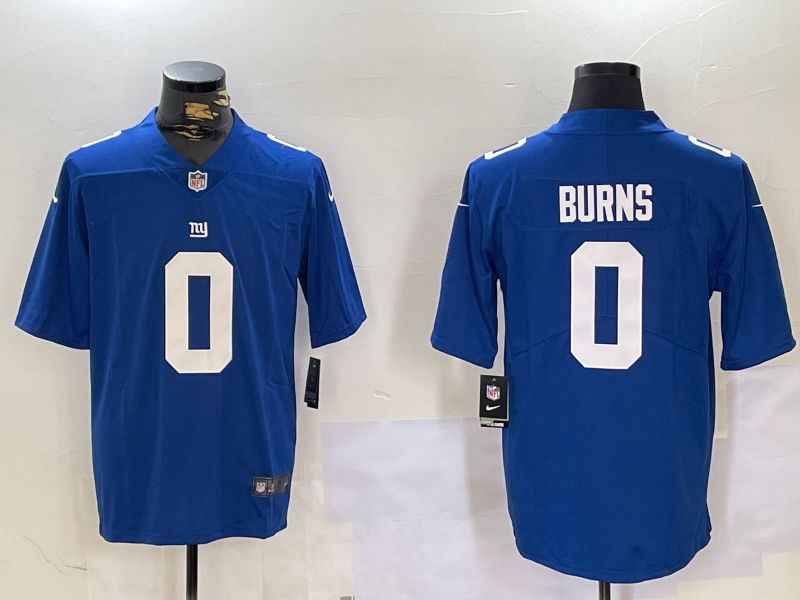 Men New York Giants #0 Burns Blue 2024 Nike Vapor Limited NFL Jersey style 3